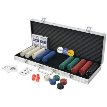  Poker Set mit 500 Chips Aluminium