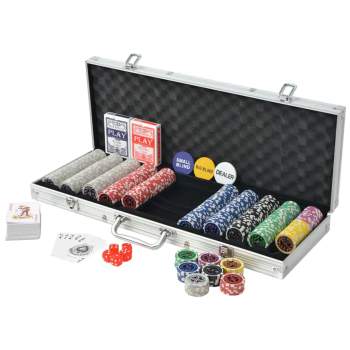 Poker Set mit 500 Laserchips Aluminium