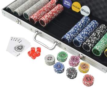  Poker Set mit 500 Laserchips Aluminium