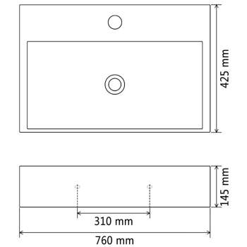  Waschbecken mit Hahnloch Keramik Weiß 76 x 42,5 x 14,5 cm