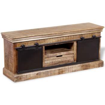  TV-Schrank mit 2 Schiebetüren Massivholz Mango 110x30x45 cm