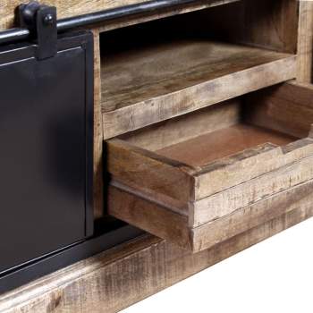  TV-Schrank mit 2 Schiebetüren Massivholz Mango 110x30x45 cm