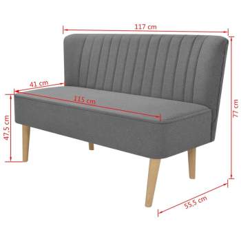  Sofa Stoff 117 x 55,5 x 77 cm Hellgrau