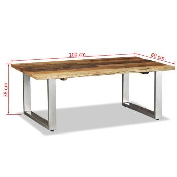  Couchtisch Altholz Massiv 100x60x38 cm