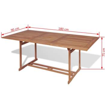  Gartentisch 180x90x75 cm Massivholz Teak