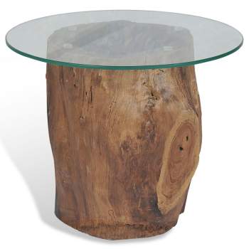  Couchtisch Teak Glas 50x40 cm