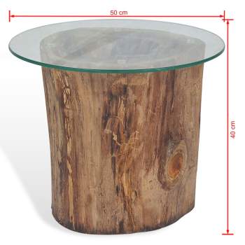  Couchtisch Teak Glas 50x40 cm