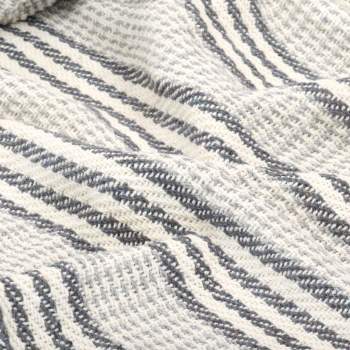  Überwurf Baumwolle Streifen 125x150 cm Grau und Weiß