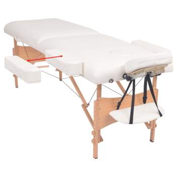  Massageliege 2-Zonen mit Hocker Klappbar 10 cm Sitz Weiß