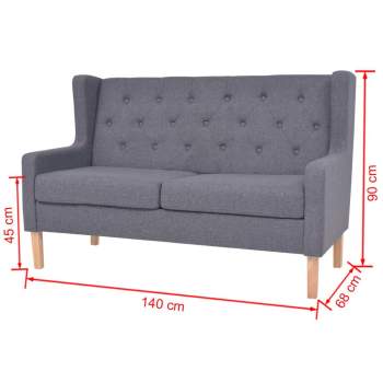  Sofa 2-Sitzer Stoff Grau