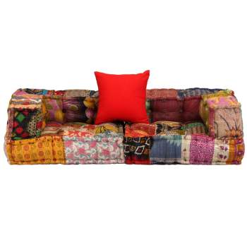 Preview:  2-Sitzer Modulares Sofa mit Armlehnen Stoff Patchwork