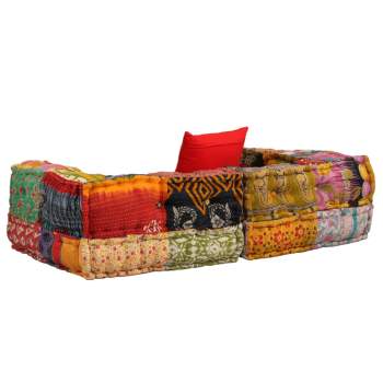Preview:  2-Sitzer Modulares Sofa mit Armlehnen Stoff Patchwork