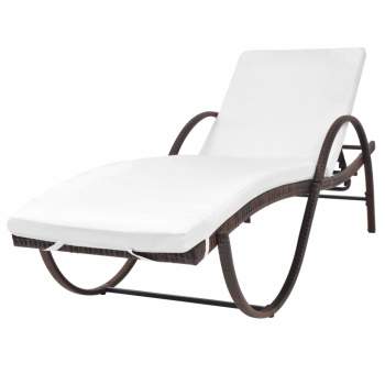  Sonnenliegen 2 Stk. mit Tisch Poly Rattan Braun