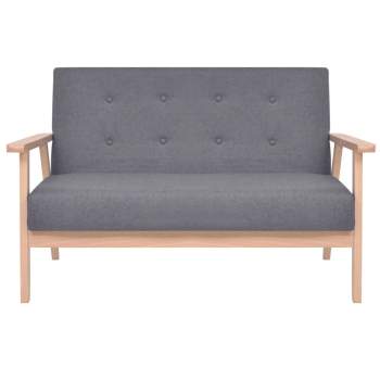  Sofa-Set 2-tlg. Stoff Dunkelgrau