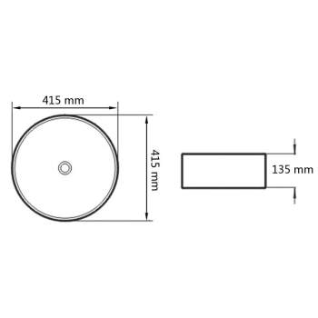  Waschbecken Keramik Rund Schwarz 41,5 x 13,5 cm