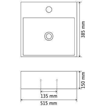  Waschbecken mit Hahnloch Keramik Schwarz  51,5 x 38,5 x 15 cm