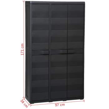  Gartenschrank mit 4 Böden Schwarz