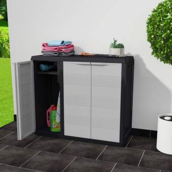  Gartenschrank mit 2 Böden Schwarz und Grau