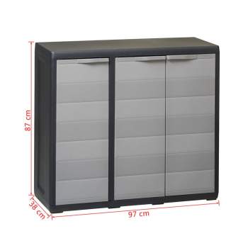  Gartenschrank mit 2 Böden Schwarz und Grau