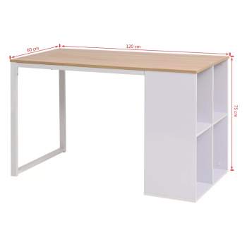  Schreibtisch 120×60×75 cm Eichenbraun und Weiß