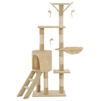  Katzen-Kratzbaum mit Sisal-Säulen 138 cm Beige