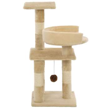  Katzen-Kratzbaum mit Sisal-Kratzsäulen 65 cm Beige