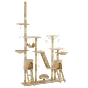  Katzen-Kratzbaum mit Sisal-Kratzsäulen 230 - 250 cm Beige