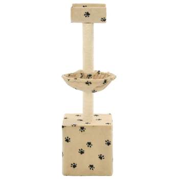  Katzen-Kratzbaum mit Sisal-Säulen 105 cm Beige Pfoten-Aufdruck