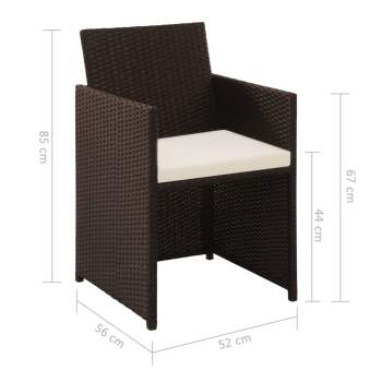  4-tlg. Garten-Lounge-Set mit Auflagen Poly Rattan Braun