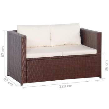 3-tlg. Bistro-Set mit Auflagen Poly Rattan Braun