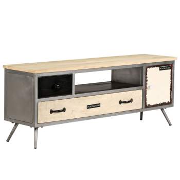  TV-Schrank Mangoholz Massiv und Stahl 120 x 30 x 45 cm