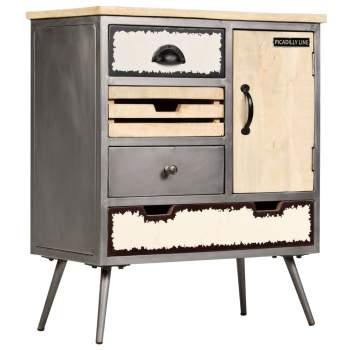  Sideboard Massivholz Mango und Stahl 65x33x76 cm