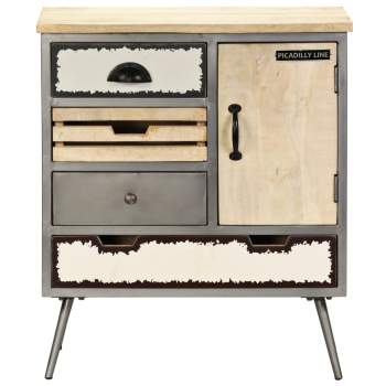  Sideboard Massivholz Mango und Stahl 65x33x76 cm