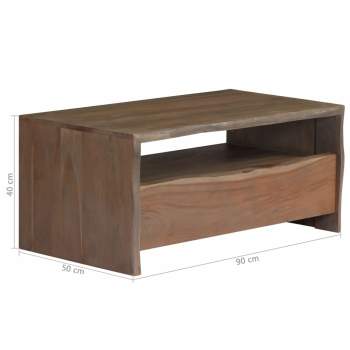  Couchtisch Massivholz Akazie Naturkanten 90x50x40 cm Grau