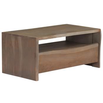  Couchtisch Akazienholz Massiv Naturkanten 90x50x40 cm Grau