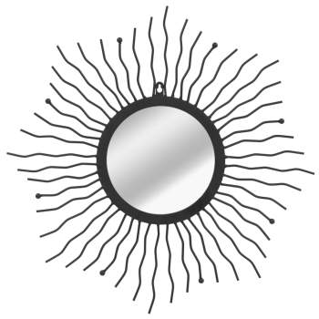  Wandspiegel Sonnenform 60 cm Schwarz