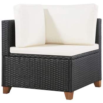  4-tlg. Garten-Lounge-Set mit Auflagen Poly Rattan Schwarz