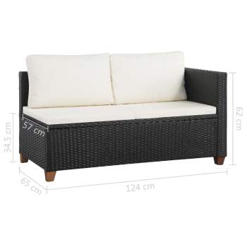  4-tlg. Garten-Lounge-Set mit Auflagen Poly Rattan Schwarz