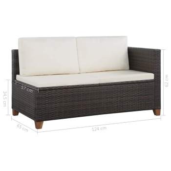  4-tlg. Garten-Lounge-Set mit Kissen Poly-Rattan Braun