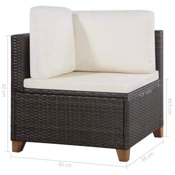  4-tlg. Garten-Lounge-Set mit Kissen Poly-Rattan Braun