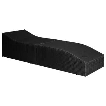  Sonnenliege mit Polsterauflage Poly Rattan Schwarz