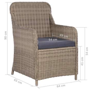  Gartenstühle mit Polstern 2 Stk. Poly Rattan Braun