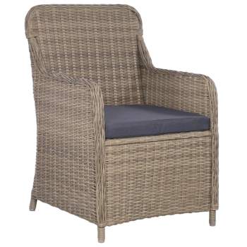  3-tlg. Bistro-Set mit Kissen Poly Rattan Braun