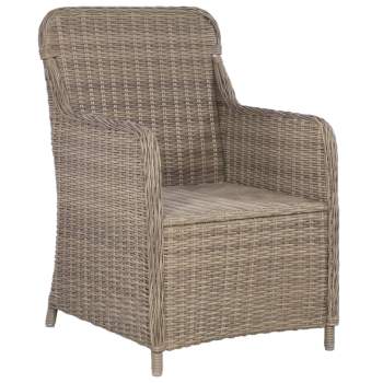  3-tlg. Bistro-Set mit Kissen Poly Rattan Braun