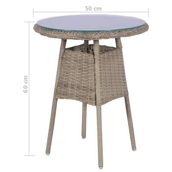  3-tlg. Bistro-Set mit Kissen Poly Rattan Braun