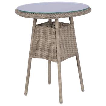  3-tlg. Bistro-Set mit Auflagen und Kissen Poly Rattan Braun