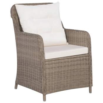  3-tlg. Bistro-Set mit Auflagen und Kissen Poly Rattan Braun