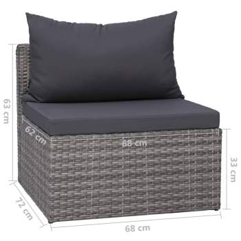  5-tlg. Garten-Sofagarnitur mit Polstern & Kissen Poly Rattan Grau 