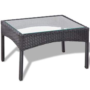  4-tlg. Garten-Lounge-Set mit Auflagen Poly Rattan Schwarz