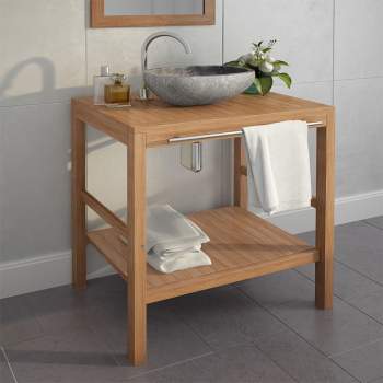  Waschtischunterschrank Teakholz Massiv 74 x 45 x 75 cm